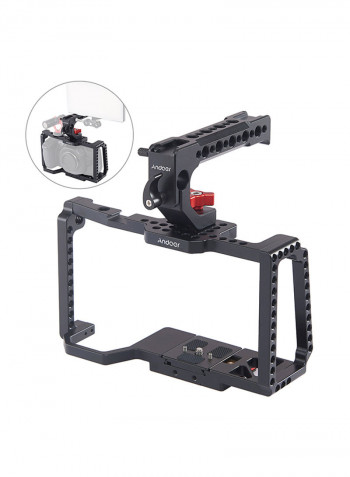 Camera Cage Video Stabilizer With Top Handle Grip Black