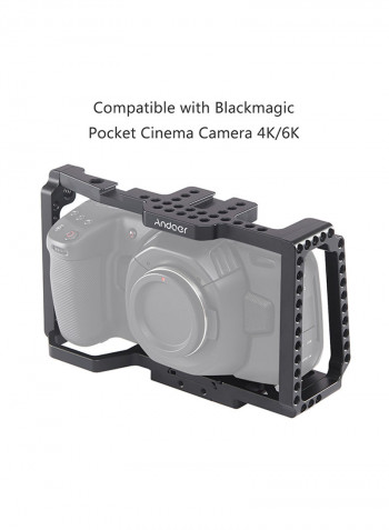 Camera Cage Video Stabilizer With Top Handle Grip Black