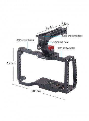 Camera Cage Video Stabilizer With Top Handle Grip Black