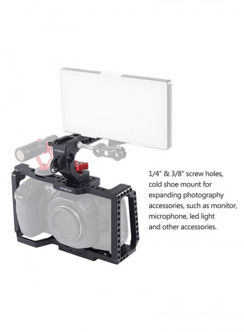 Camera Cage Video Stabilizer With Top Handle Grip Black