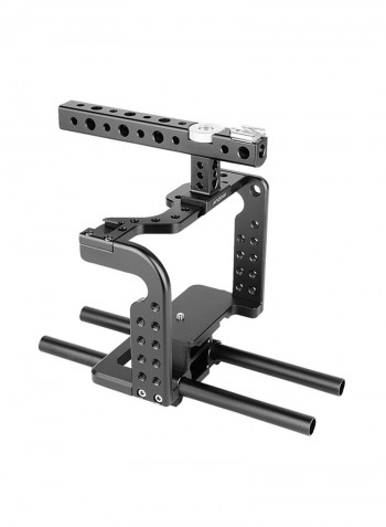 Video Camera Cage Rig Stabilizer With Top Handle Baseplate For Panasonic GH5/GH4 Black