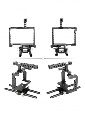 Video Camera Cage Rig Stabilizer With Top Handle Baseplate For Panasonic GH5/GH4 Black