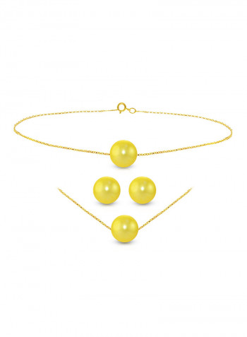 3-Piece 18K Gold Pearl Jewellery Set