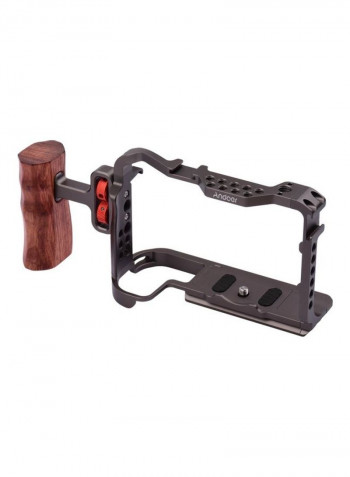 Protective Camera Cage with Universal Wooden Handle Black/Brown