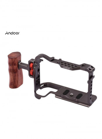 Protective Camera Cage with Universal Wooden Handle Black/Brown