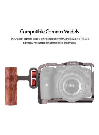 Protective Camera Cage with Universal Wooden Handle Black/Brown