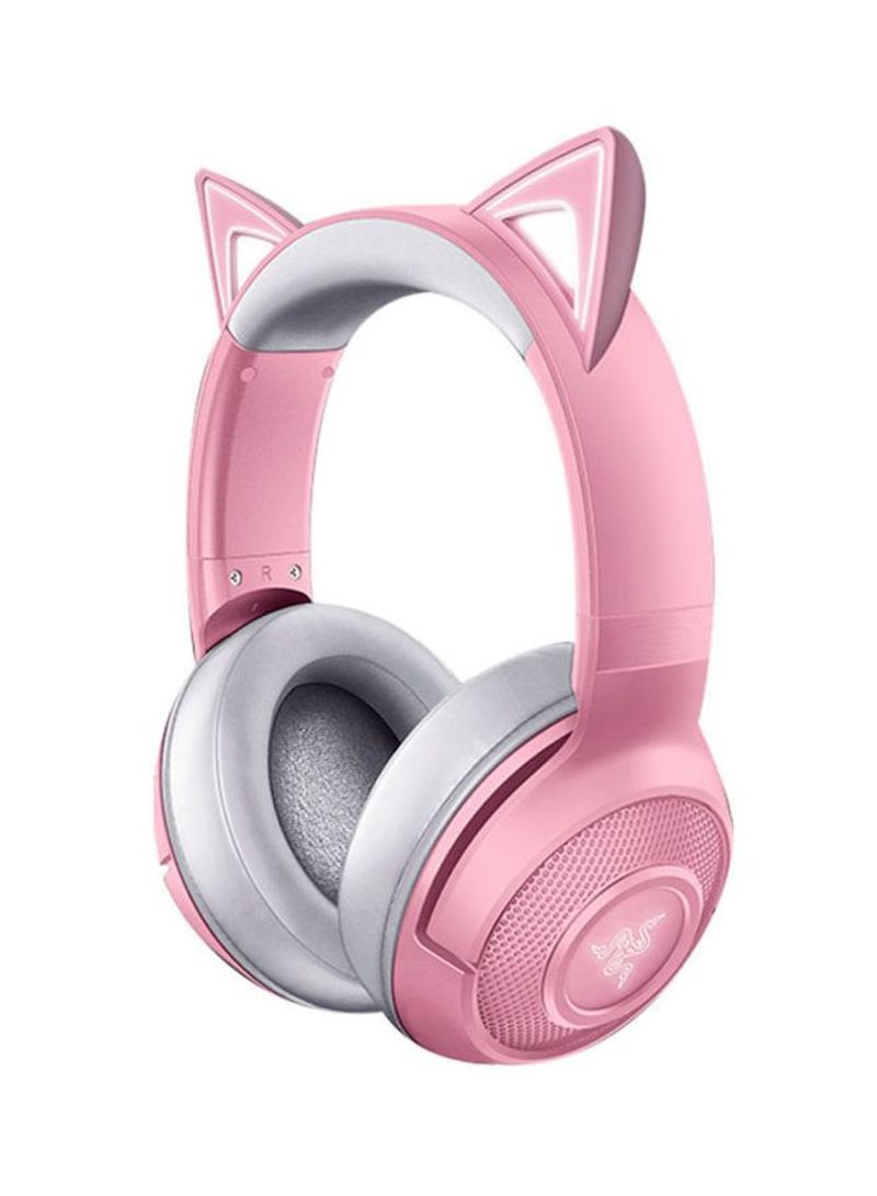 Wireless Kitty Gaming  Headphone With Built-in Beamforming Microphone Pink