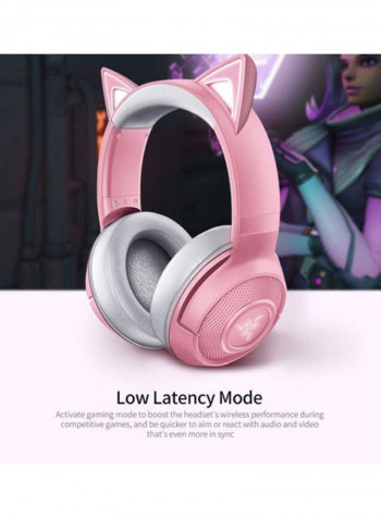 Wireless Kitty Gaming  Headphone With Built-in Beamforming Microphone Pink