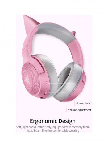 Wireless Kitty Gaming  Headphone With Built-in Beamforming Microphone Pink