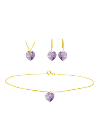 10 Karat Solid Yellow Gold 7 mm Amethyst Jewellery Set