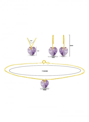 10 Karat Solid Yellow Gold 7 mm Amethyst Jewellery Set