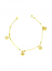 14 Karat Gold Plated Flower Styled Charm Bracelet