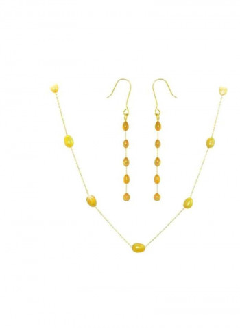 2-Piece 10 Karat Gold Pearls Jewelry Set