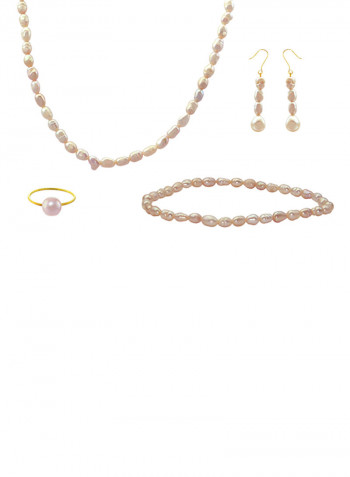 10 Karat Gold With Pearls Jewellery Set