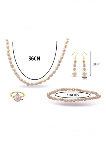 10 Karat Gold With Pearls Jewellery Set