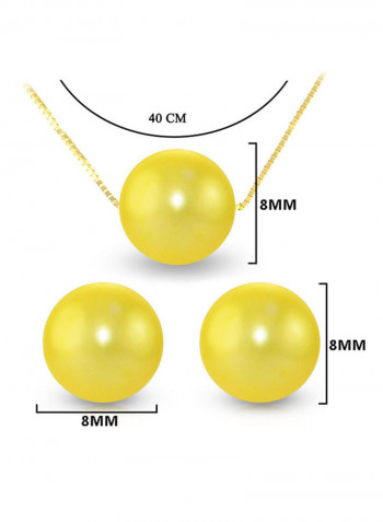 18 Karat Solid Yellow Gold With 8 mm Pearl Jewellery Set
