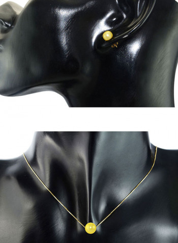 18 Karat Solid Yellow Gold With 8 mm Pearl Jewellery Set