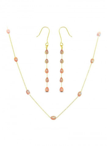 3-Piece 10 Karat Gold Pearls Jewellery Set