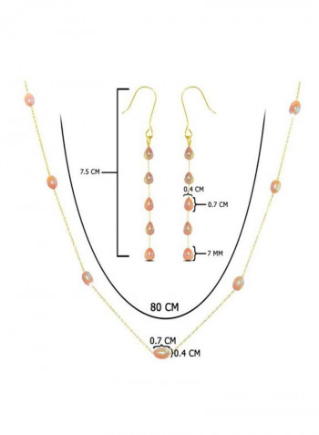 3-Piece 10 Karat Gold Pearls Jewellery Set