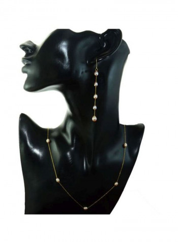 3-Piece 10 Karat Gold Pearls Jewellery Set
