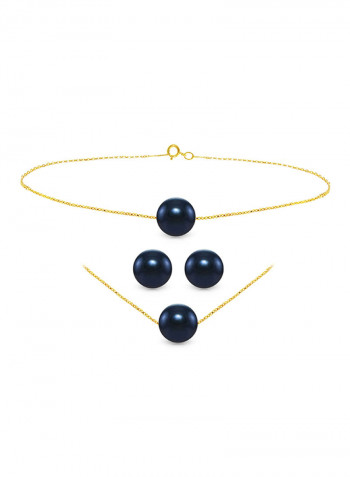 3-Piece 18K Gold Pearl Jewellery Set