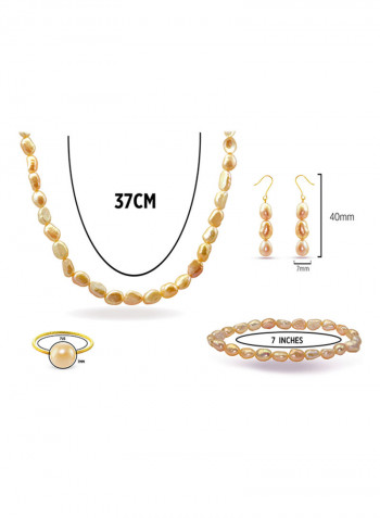 10 Karat Gold With Pearls Jewellery Set