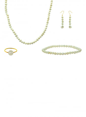 10 Karat Gold With Pearls Jewellery Set