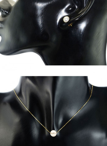 18 Karat Solid Yellow Gold With 8 mm Pearl Jewellery Set
