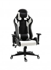 PU Leatherette Upholstered Ergonomic Chair With Lumbar Support White/Black