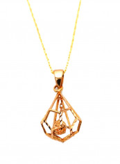 18 Karat Gold Ball Cage Pendant Necklace