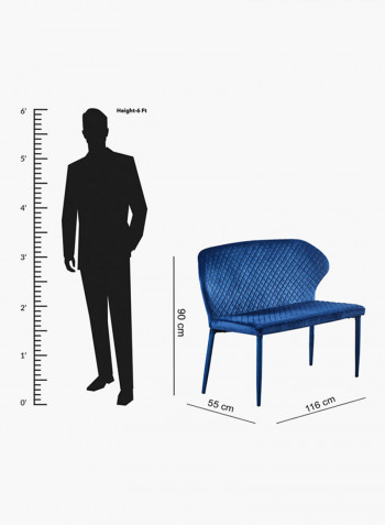 Luna 2-Seater Dining Chair Blue