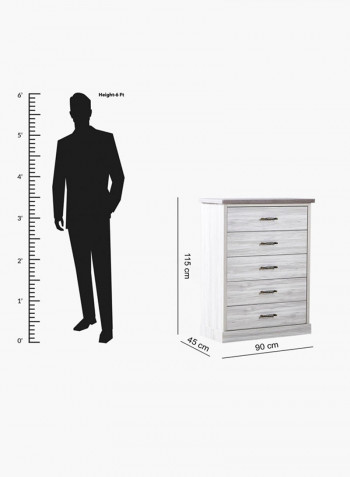 Angelic 5-Drawer Chest Of-Drawers Multicolour 90 x 115 x 45centimeter