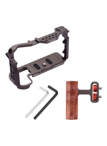 Protective Camera Cage with Wooden Handle Black/Brown