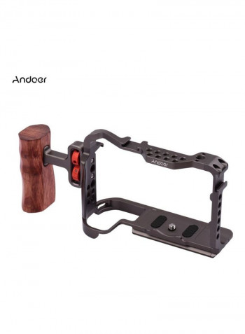 Protective Camera Cage with Wooden Handle Black/Brown