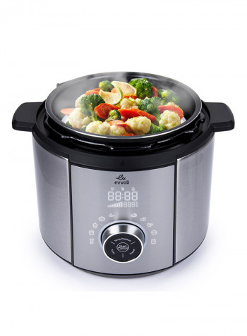 10 In 1 Multi-Use Programmable Pressure Cooker 6 Litter 10 Cook Settings 1100W With 15 Smart Safety Protection Modules With 2 Years Warranty 5.5 l 1100 W EVKA-PC6010S Silver/Black