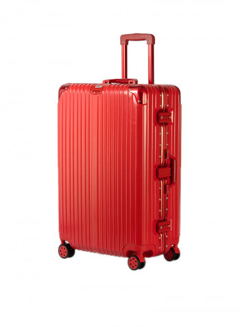 28 Inch Pebble Aluminium Frame Ultra-Light Hardside Expandable Built-In TSA Lock Zipperless Luggage With Spinner Wheels Red