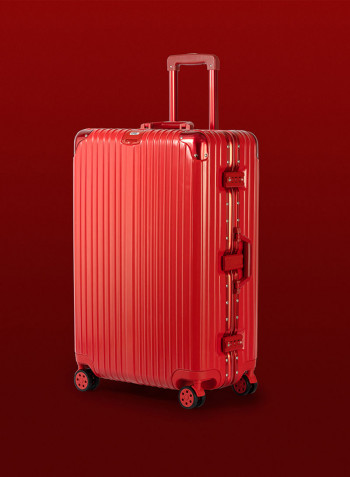 28 Inch Pebble Aluminium Frame Ultra-Light Hardside Expandable Built-In TSA Lock Zipperless Luggage With Spinner Wheels Red