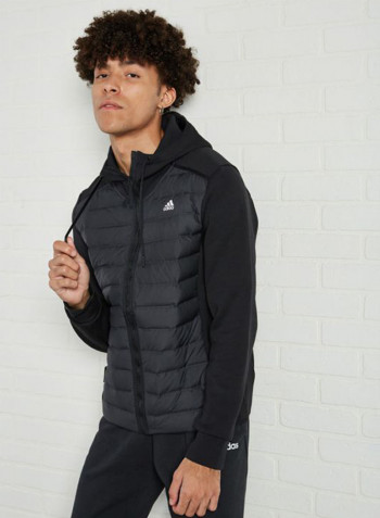 Chest Logo Print Hooded Neck Jackets Black
