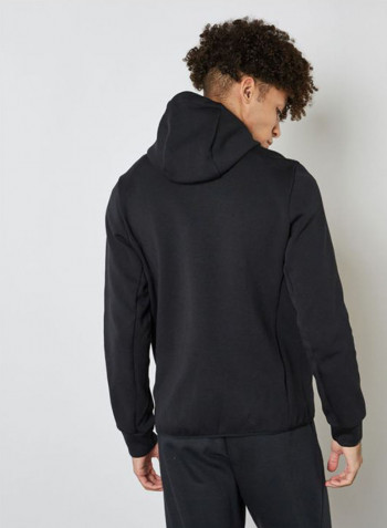 Chest Logo Print Hooded Neck Jackets Black