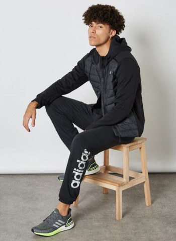 Chest Logo Print Hooded Neck Jackets Black