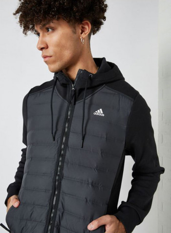 Chest Logo Print Hooded Neck Jackets Black