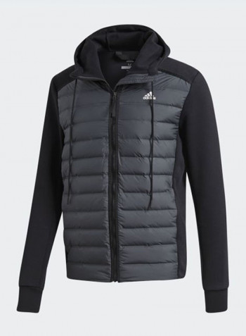Chest Logo Print Hooded Neck Jackets Black
