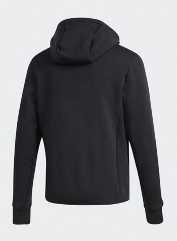 Chest Logo Print Hooded Neck Jackets Black