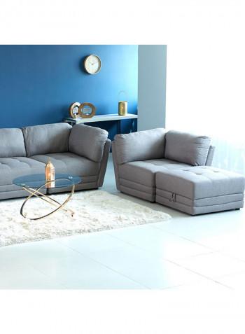 Curvy Square Ottoman With Storage Grey
