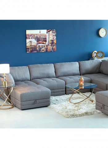Curvy Square Ottoman With Storage Grey
