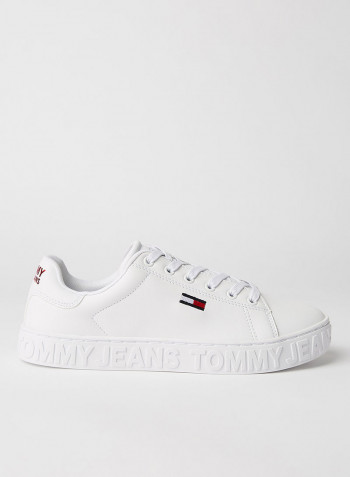 Metallic Logo Sneakers White