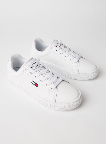 Metallic Logo Sneakers White