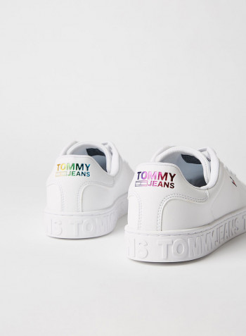 Metallic Logo Sneakers White