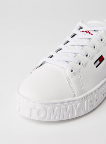 Metallic Logo Sneakers White