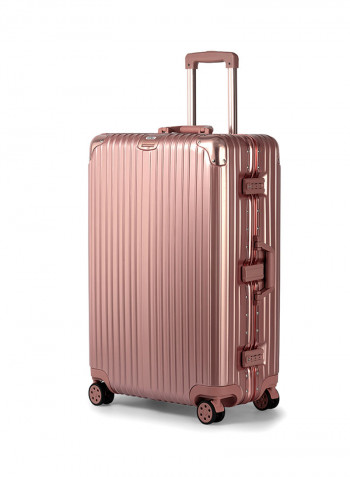 28-Inch Pebble Aluminium Frame Ultra-Light Hardside Expandable Built-In TSA Lock Zipperless Luggage With Spinner Wheels Rose Gold